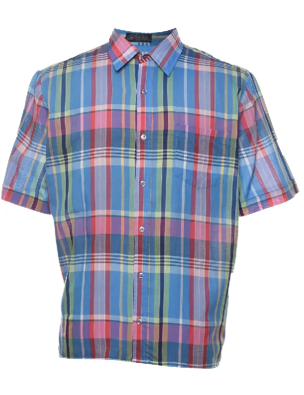 Short Sleeve Checked Shirt - L Cozy Men's Winter