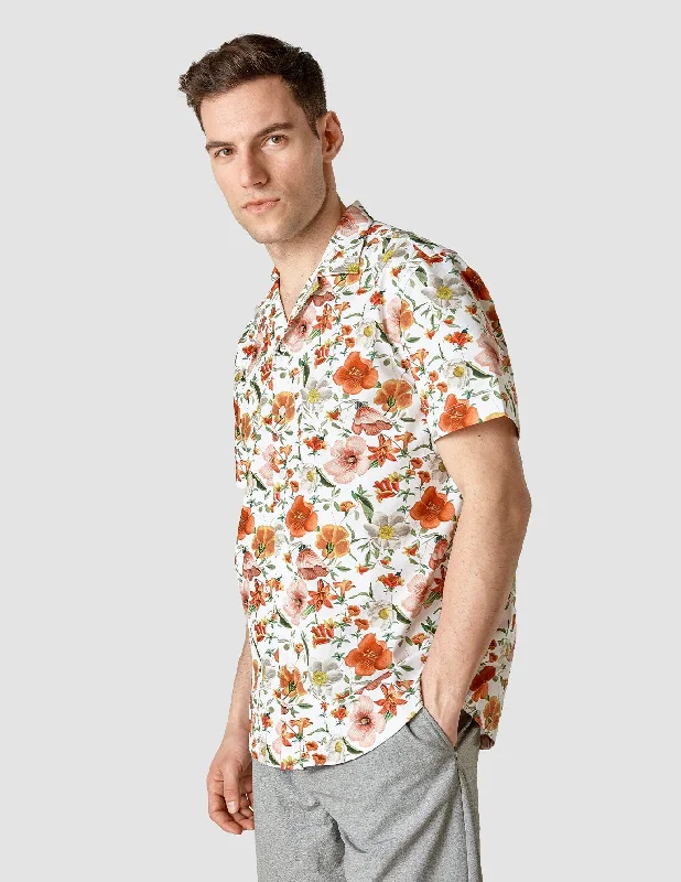 Bowling Short Sleeve Shirt Botanical Sleek Men's Contemporary 