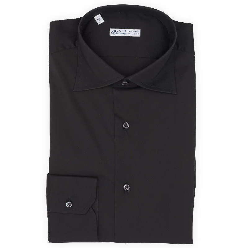 VANNUCCI Milano Black Stretch Dress Shirt EU 40 NEW US 15.75 Minimalist Men's Casual 