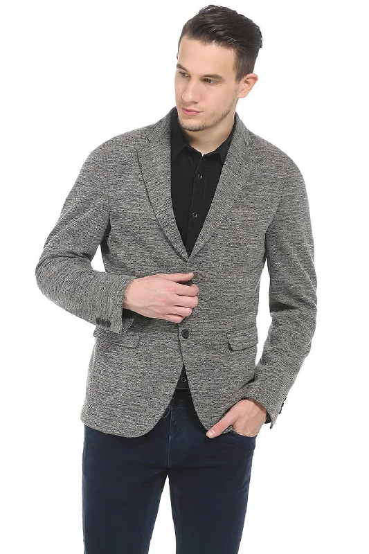 Comfort Fit 2 Button Knit Blazer Practical Men's Quick