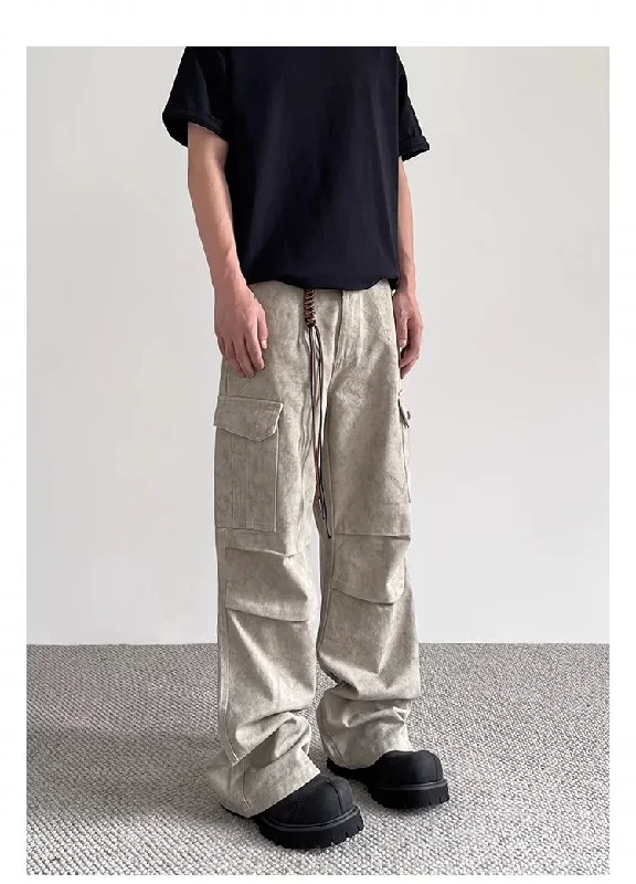 Large Pocket Pleats Cargo Pants Beach