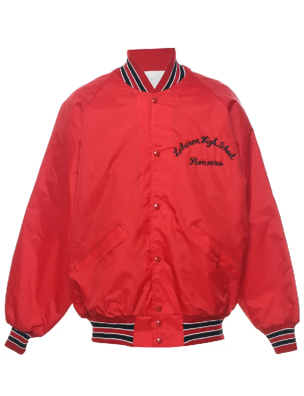 Red & Red Embroidered Bomber Jacket - L Casual Men's Japanese 