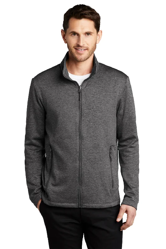 Port Authority Mens Collective Striated Fleece Full Zip Jacket - Heather Sterling Grey Cclassic Men's Tweed