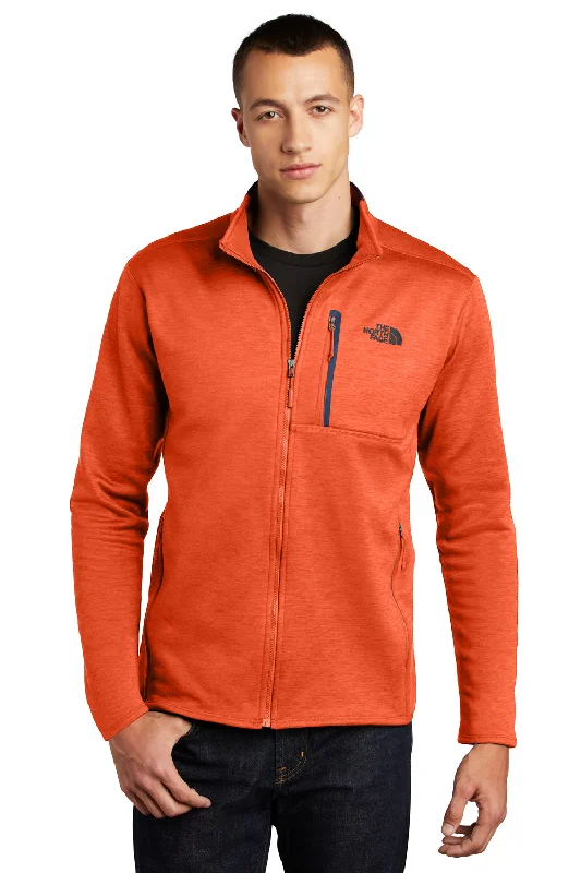 The North Face Mens Skyline Fleece Full Zip Jacket - Heather Zion Orange/Urban Navy Blue - Closeout Elegant Men's Formal 