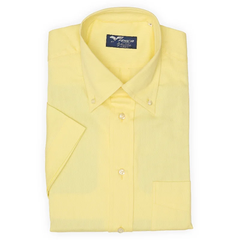 FENICIA for Vannucci Yellow Cotton Short Sleeve Button Down Shirt EU S NEW US 15 Adventure