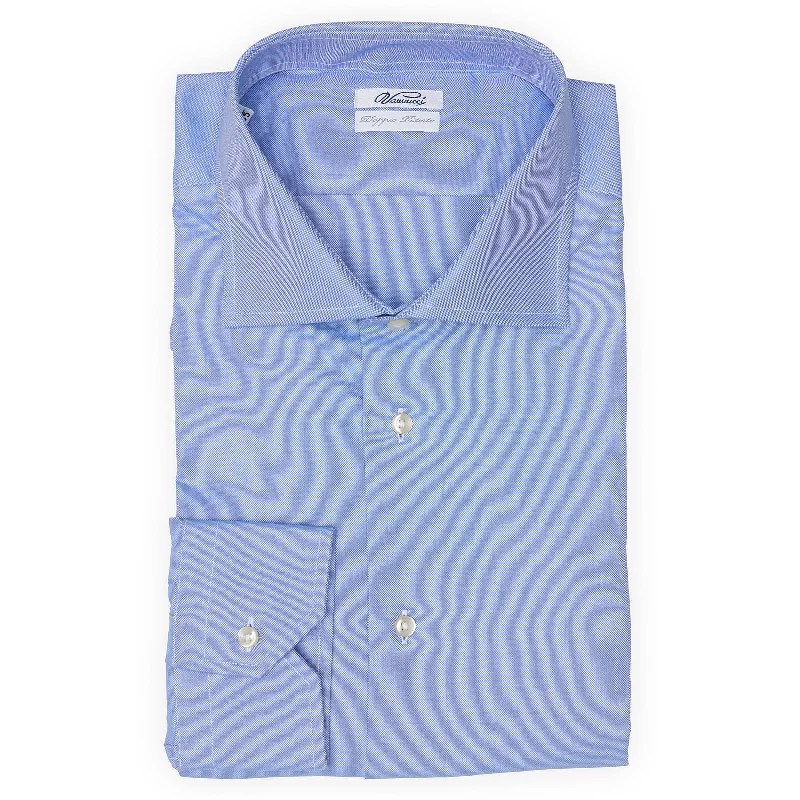 VANNUCCI Milano Blue Oxford Cloth Cotton Dress Shirt EU 45 NEW US 18 Refined Men's European