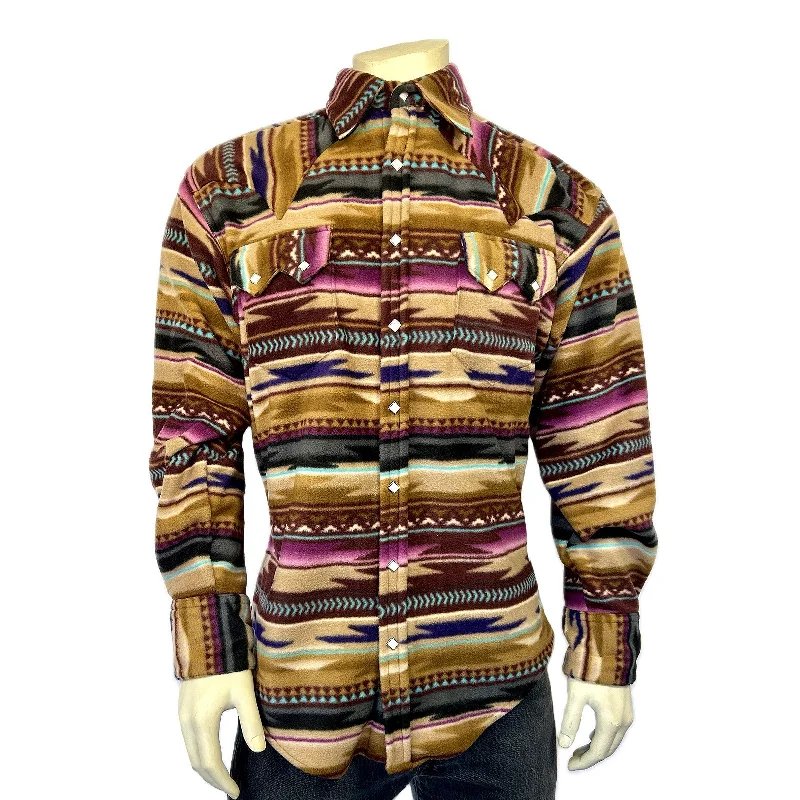 Men's Chamois Pattern Fleece Western Shirt in Plum Laid