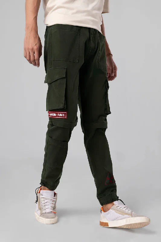 Functional Olive Cargo Pant Modern Men's Geometric