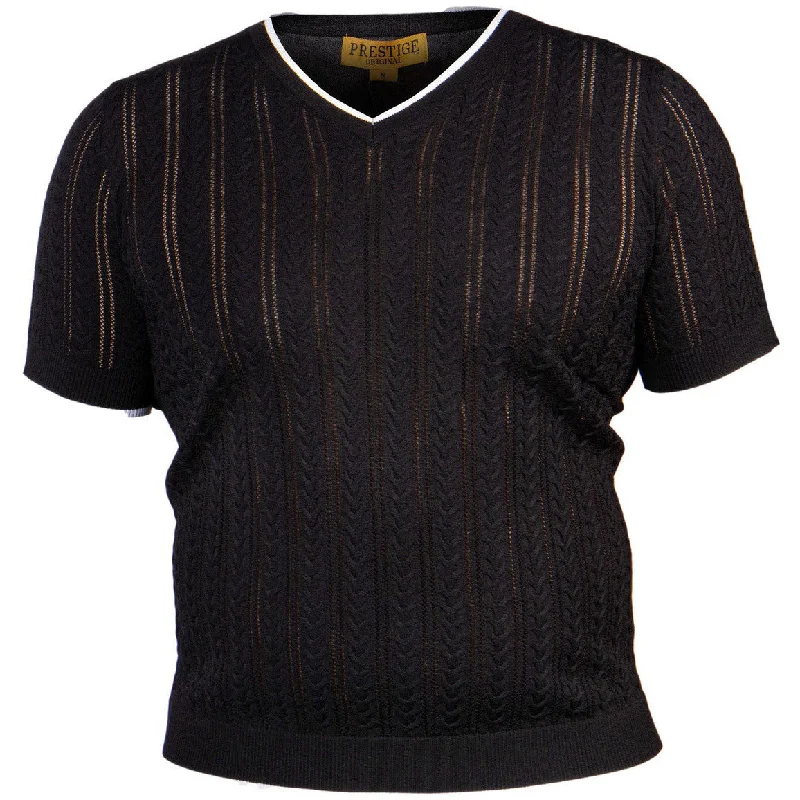 PRESTIGE BLACK V-NECK KNIT SHIRT Business