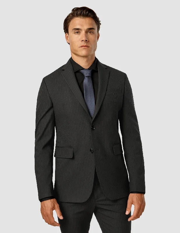 Essential Blazer Slim Asphalt Pinstripe Youthful Men's Pop