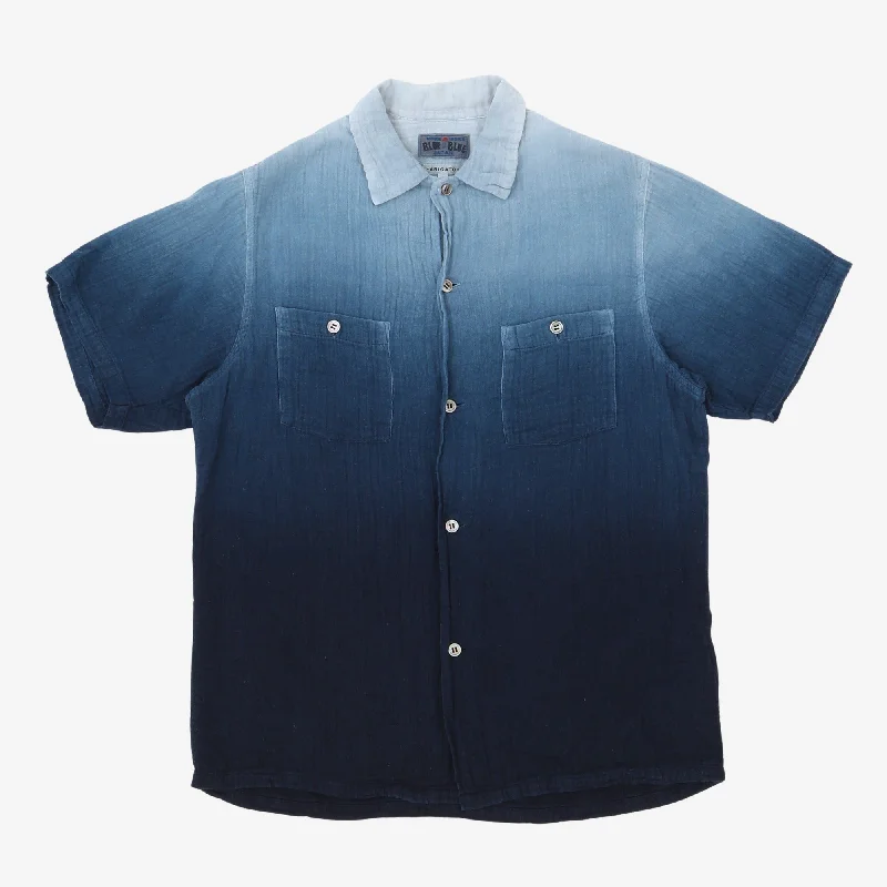 Indigo Gradient Dye SS Shirt Bohemian Men's Free