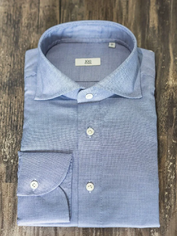 Cotton Twill Dress Shirt - Light Blue Sharp Men's Italian