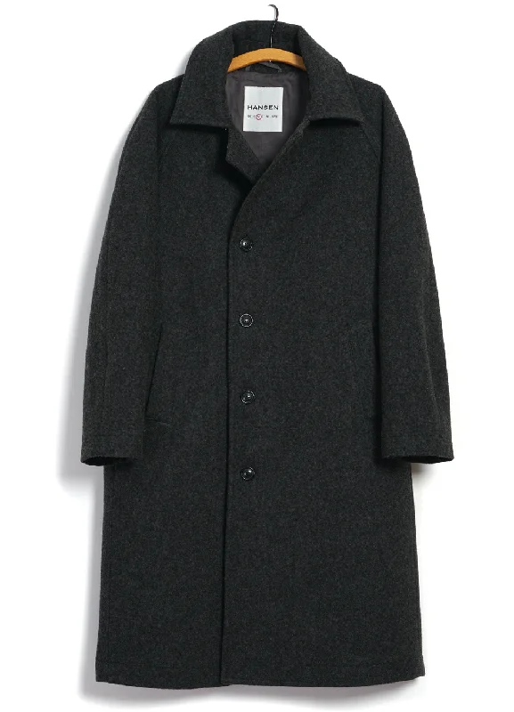 SIGURD | Long Lined Wool Coat | Grey Melange Lumberjack