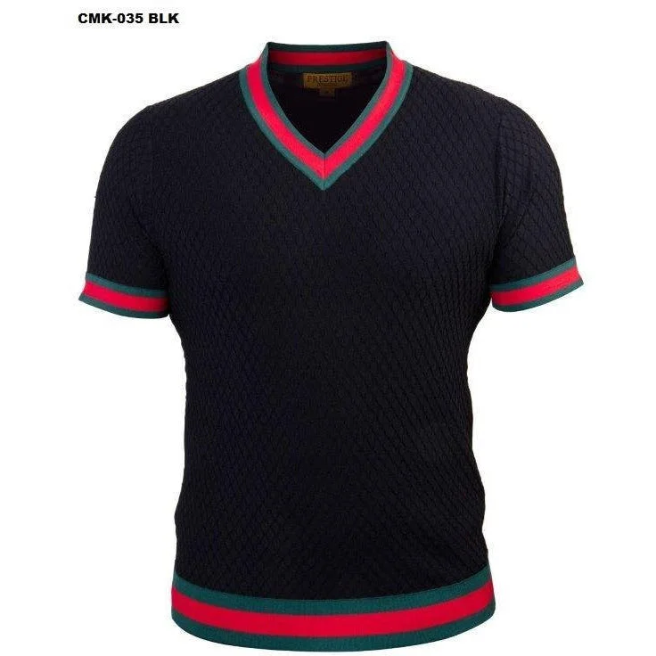 PRESTIGE V-NECK HONEYCOMB GUCCI INSPIRED BLACK SHIRT Preppy Men's College