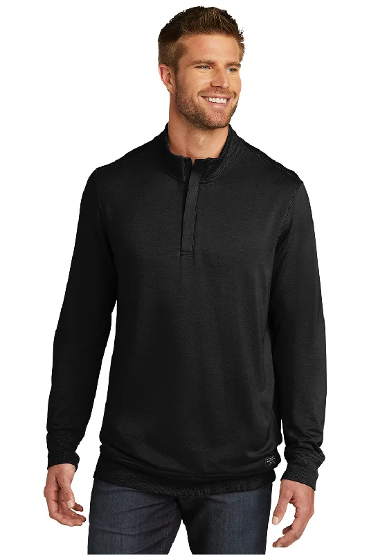 TravisMathew Mens Newport Fleece 1/4 Zip Jacket - Black Unique Men's Upcycled