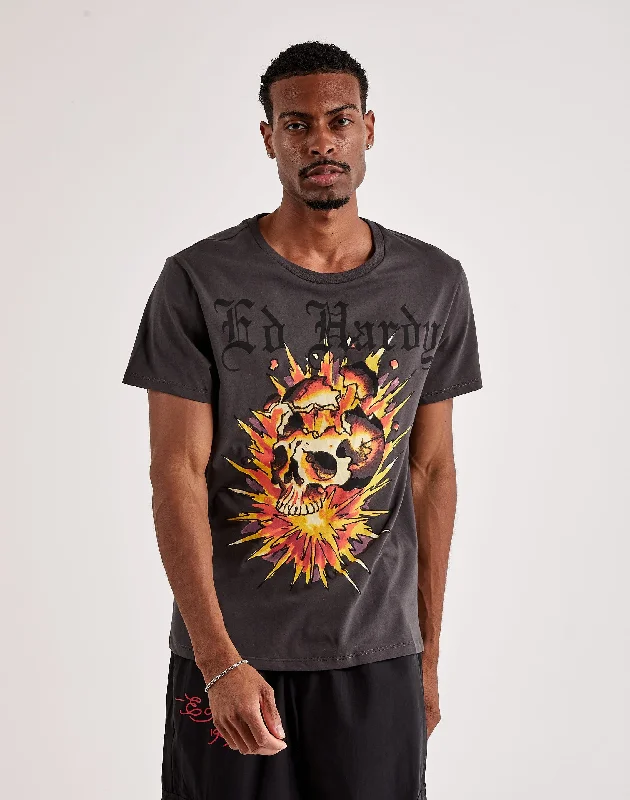 Ed Hardy Exploding Skull Tee Practical Men's Multi