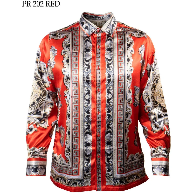 PRESTIGE VERSACE INSPIRED RED GOLD SHIRT Modern Men's 