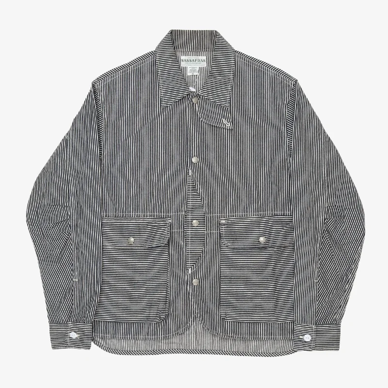 Herringbone Striped Chore Jacket Laid