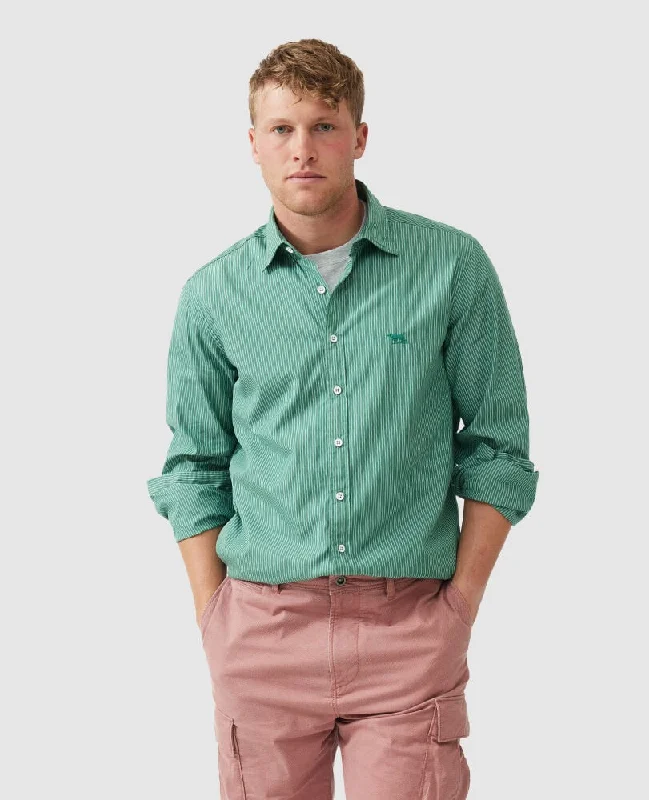 Balmoral Hill Poplin Shirt - Stripe - Evergreen Adventure