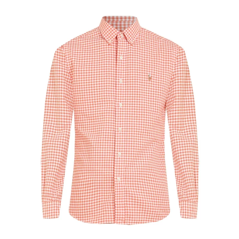 Oxford Shirt - Gingham - Orange & White Confident Men's Power