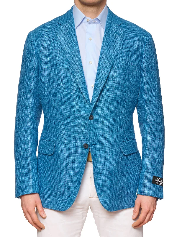 BELVEST "Jacketinthebox" Azure Blue Hopsack Hemp-Wool Blazer Jacket 56 NEW US 46 Confident Men's High