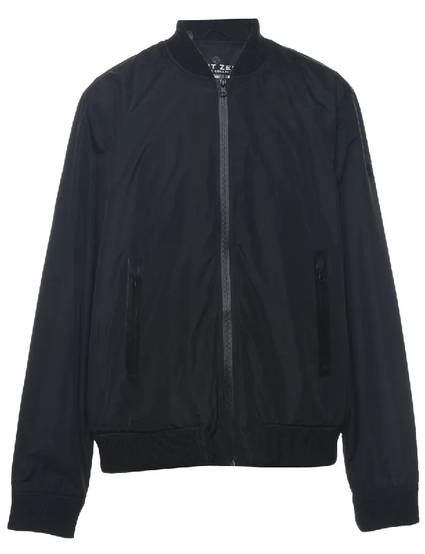 Black Zip-Front Nylon Jacket - M Organic