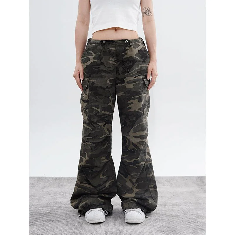 Drawstring Camouflage Pattern Cargo Pants Sporty Men's Tennis