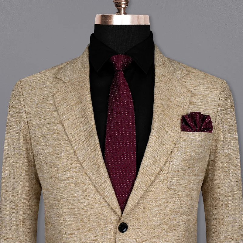 Sandrift Brown Luxurious Linen Sports Blazer Modern Men's Tech