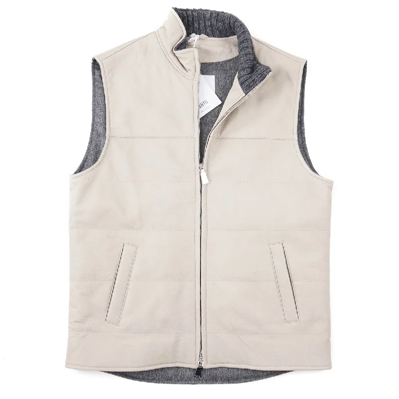 Manto Wool-Lined Deerskin Leather Vest Elegant Men's Cashmere