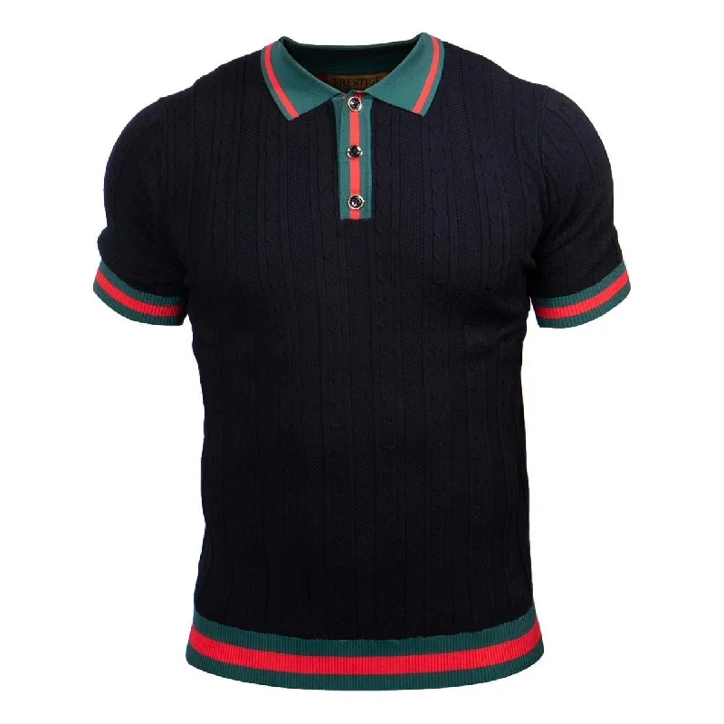 Prestige Black Red Green Collar Polo Shirt - CMK-285 Rugged Men's Outdoor 