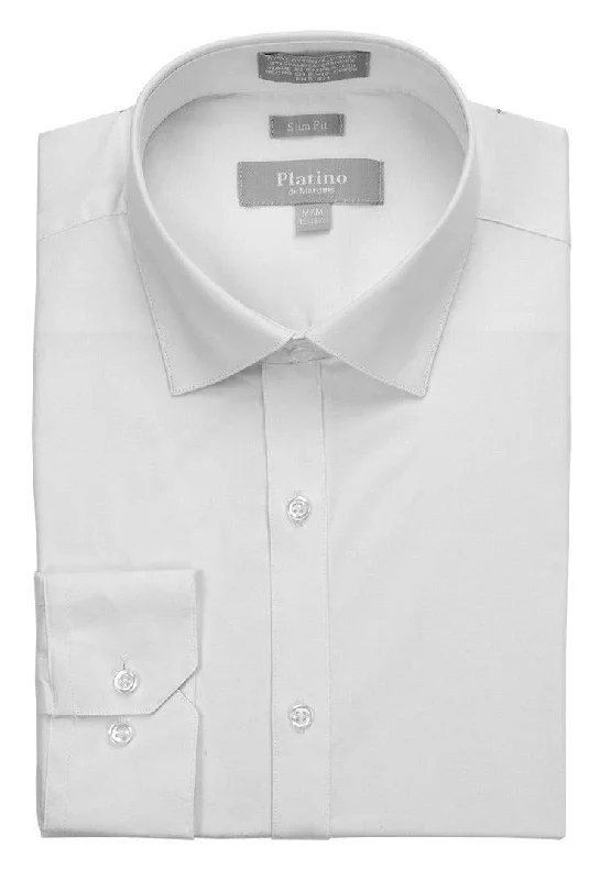 Men's White Slim Fit Cotton Dress Shirt Sleek Men's Contemporary 