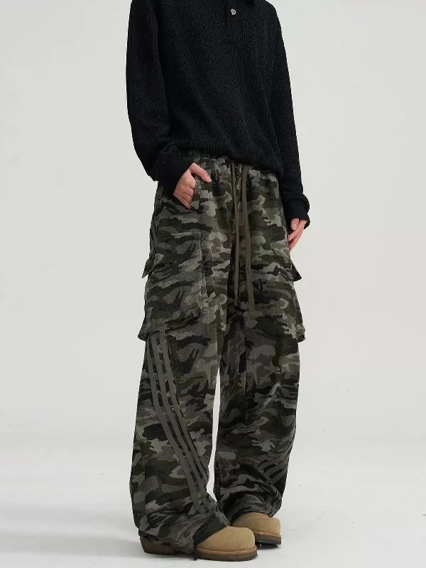 Side Striped Camouflage Cargo Pants Classic Men's Pin