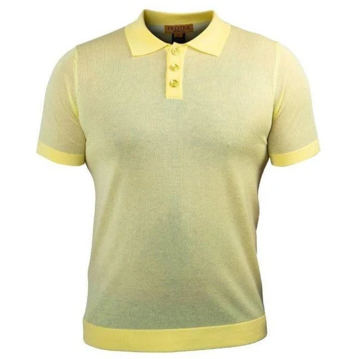 PRESTIGE POLO 3 YELLOW BUTTON SHIRT Minimalist Men's Casual 