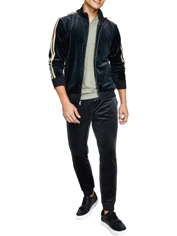 Mens Velour Sweatshirt Track Jacket Sophisticated Men's 