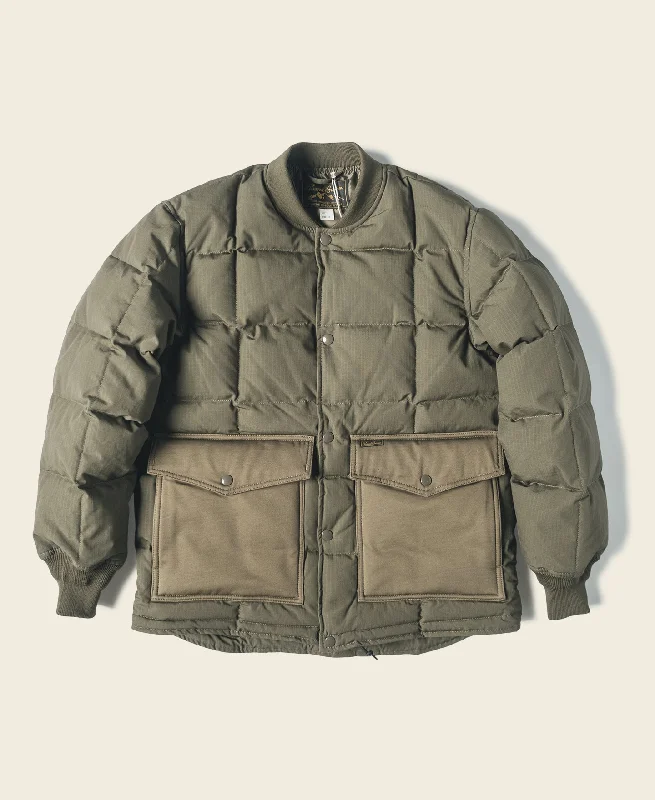 Box Quilted Down Liner Jacket - Olive Modern Men's Geometric