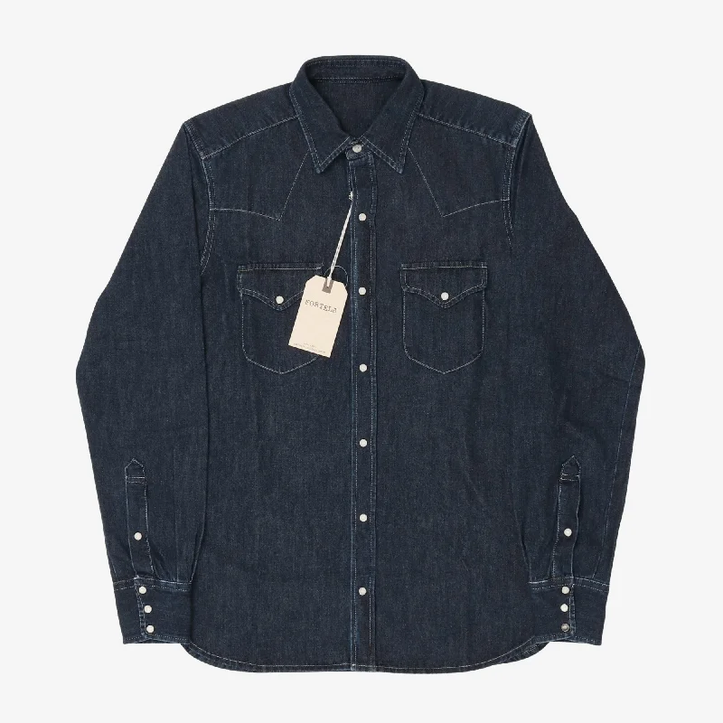 Western Denim Shirt Bohemian Men's Free