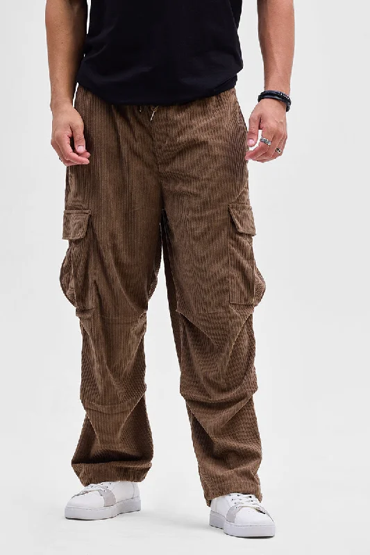 Brown Corduroy Baggy Fit Cargo Vintage Men's 1970S Disco