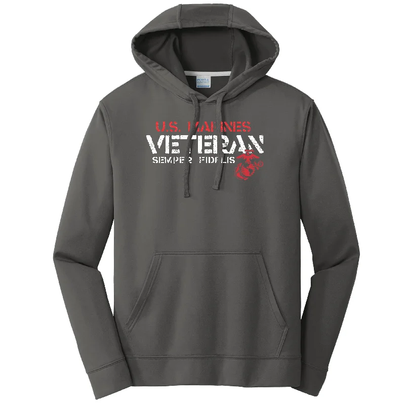 U.S. Marines Veteran Charcoal Performance Hoodie (Captain's Special) Elegant Men's Cashmere