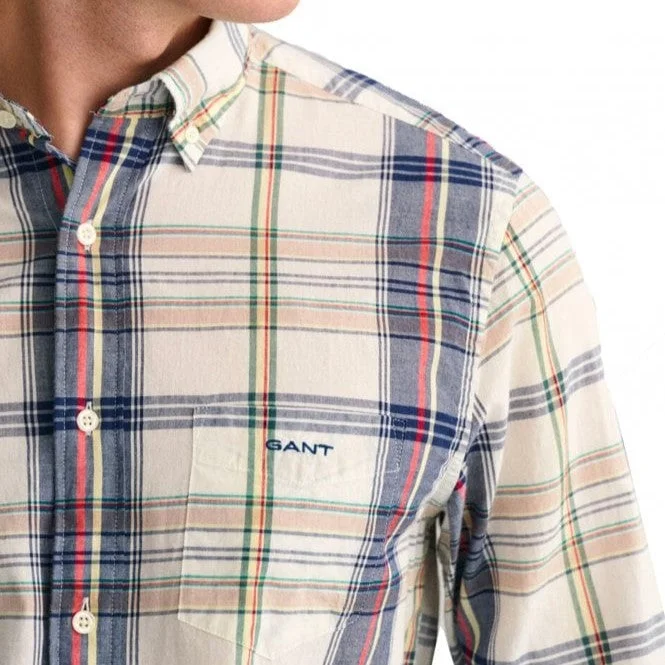 Indian Madras Check Shirt - Eggshell Luxurious Men's High