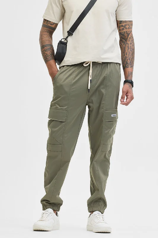 Olive Slim Fit Cargo Dynamic Men's Moto