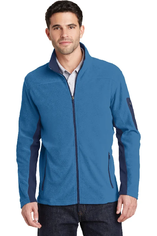 Port Authority Mens Summit Full Zip Fleece Jacket - Regal Blue/Dress Navy Blue - Closeout Hip Men's Retro