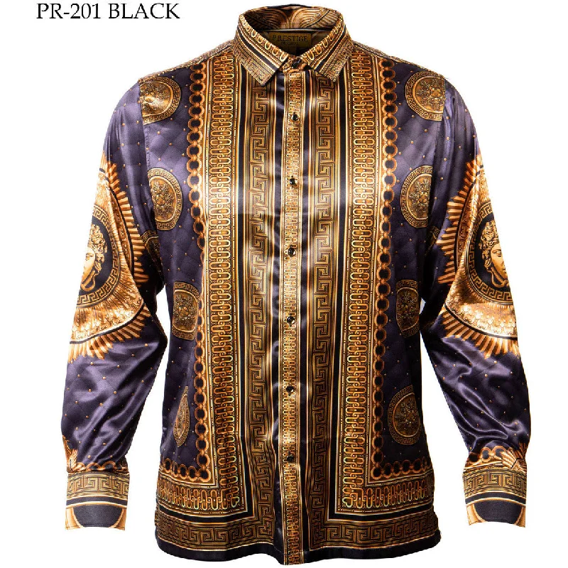 PRESTIGE VERSACE INSPIRED BLACK GOLD SHIRT Elegant Men's Cashmere