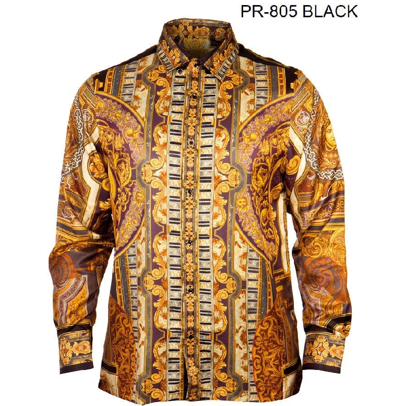 PRESTIGE BUTTON DOWN BLACK VERSACE INSPIRED SHIRT Refined Men's Classic 