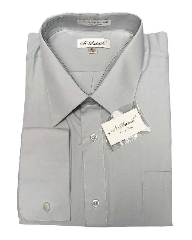 St. Patrick French Cuff Dress Shirt-Silver Elegant Men's Formal 