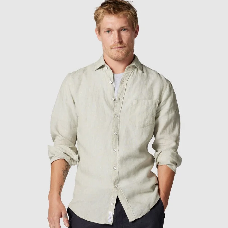 Rood & Gunn - Coromandel LInen Sports Fit Shirt - Flax Cool Men's Distressed