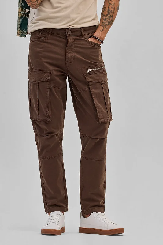 Brown Relaxed Fit Cargo Pants Earthy Men's Hemp