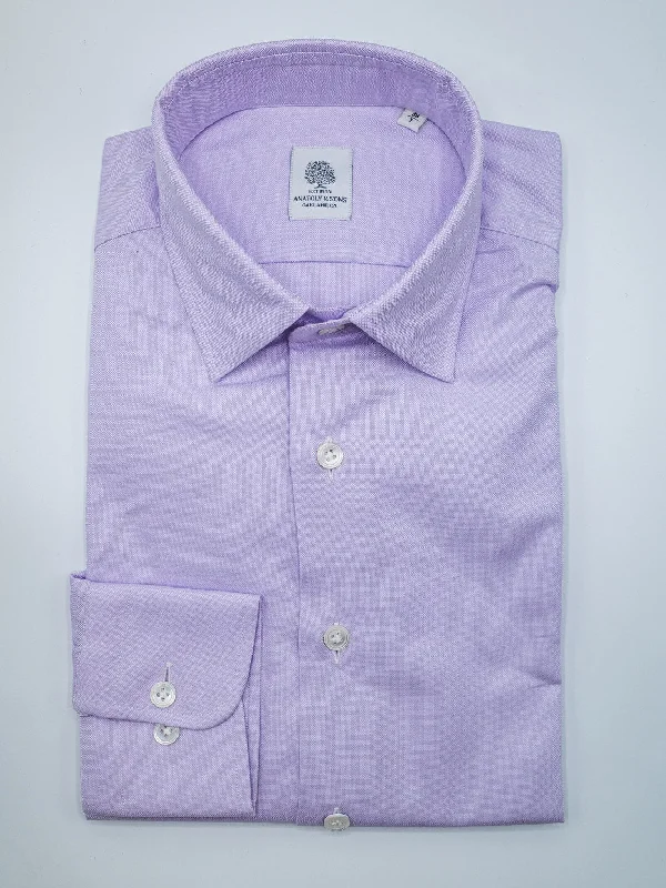 Cotton Oxford Dress Shirt - Purple Artistic Men's Hand