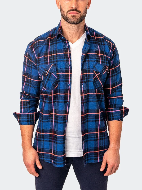 Flannel LargePlaidPink Blue Modern Men's Geometric