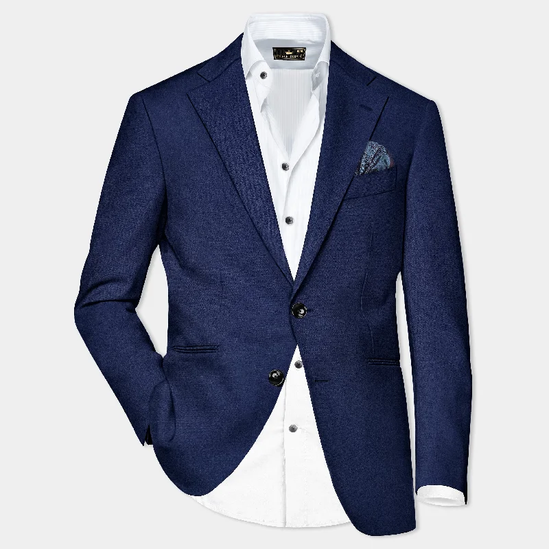 Navy Wool Rich Blazer Trendy Men's Scandinavian