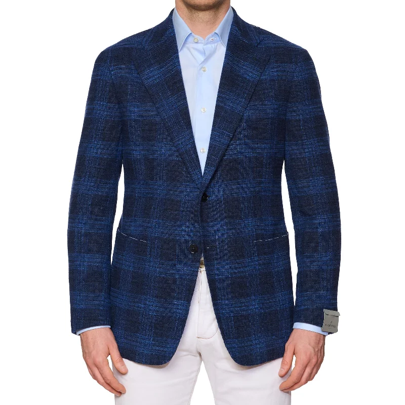 MAURO BLASI Napoli Handmade Blue Plaid Wool-Silk-Cotton Jacket NEW Gym